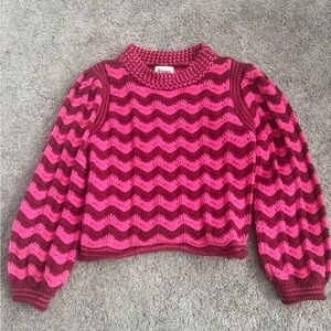 Pink and Red Chevron Sweater crochet knit fuchsia merci medium